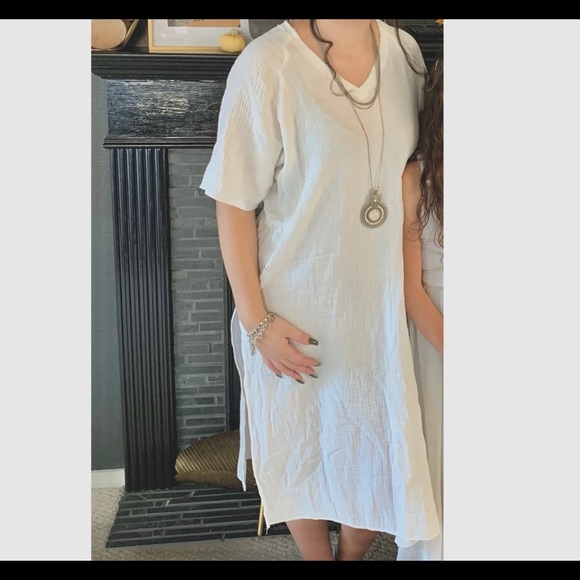 Shein white gauze long boho dress medium large - Picture 1 of 7